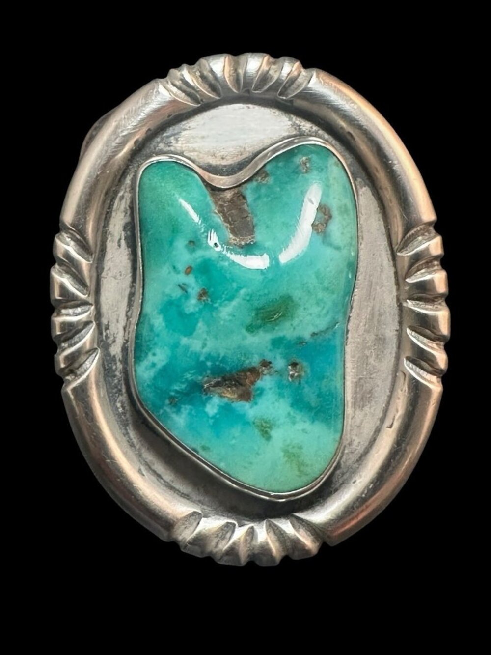 Vintage Carl Begay Navajo Sterling Silver Turquoise Bolo Tie Pendant Ethnic